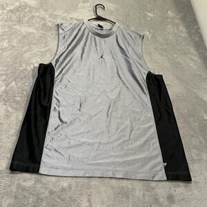 Jordan Shirt Mens 2XL Gray Black Sleeveless Tank Mesh Jumpman Basketball Sport